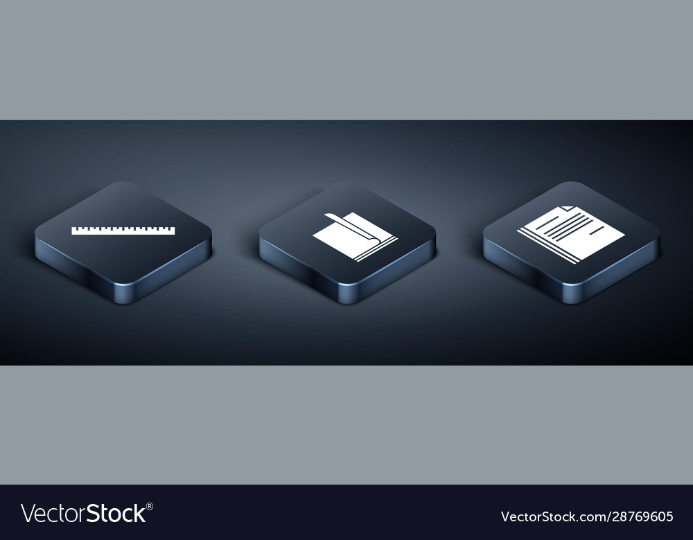 Set isometric ruler file document vector image Set isometric ruler file document