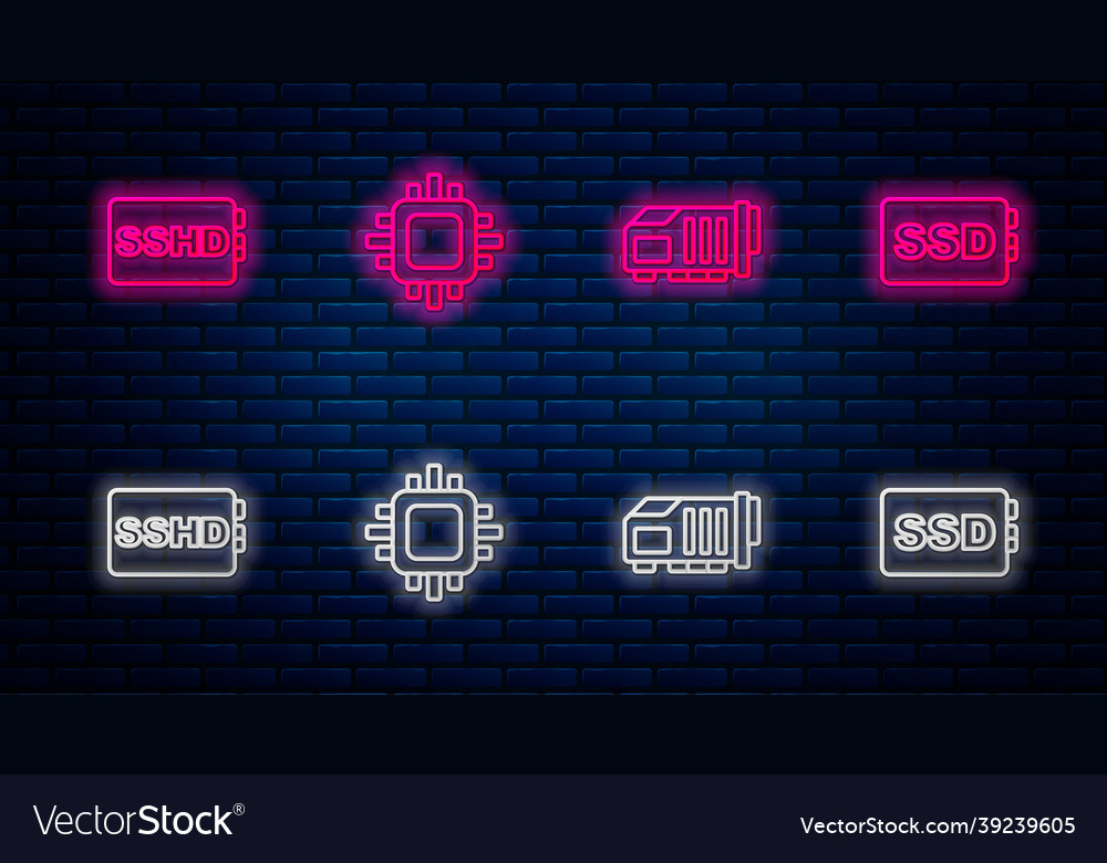 Set line processor with cpu video graphic card vector image Set line processor with cpu video graphic card