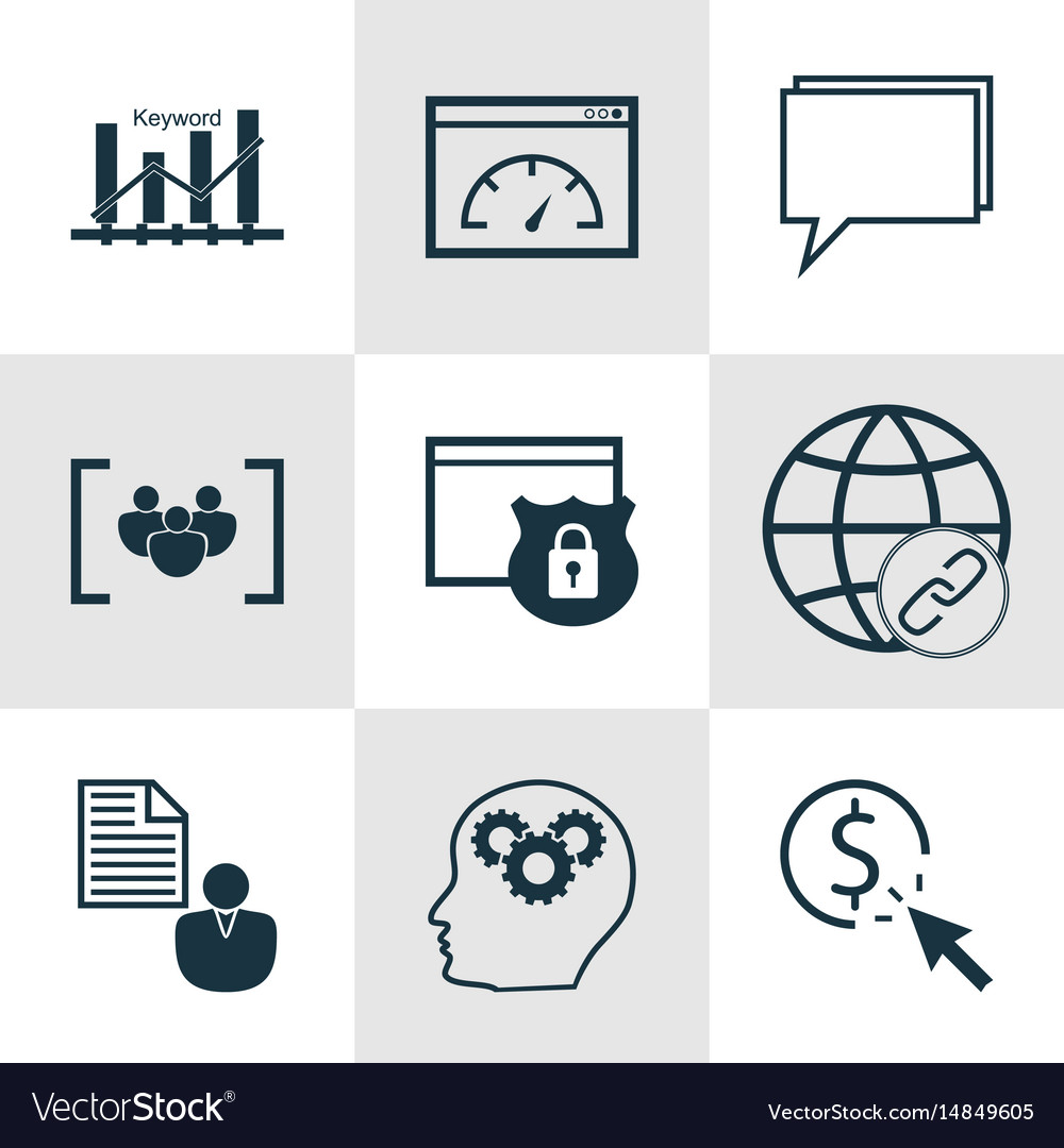 Set of 9 advertising icons includes loading speed
