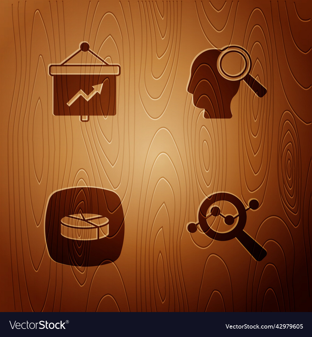 Set search data analysis board with graph pie vector image Set search data analysis board with graph pie