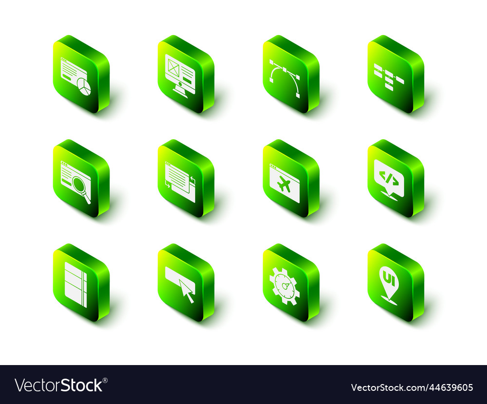 Set ui or ux design bezier curve site map front vector image Set ui or ux design bezier curve site map front