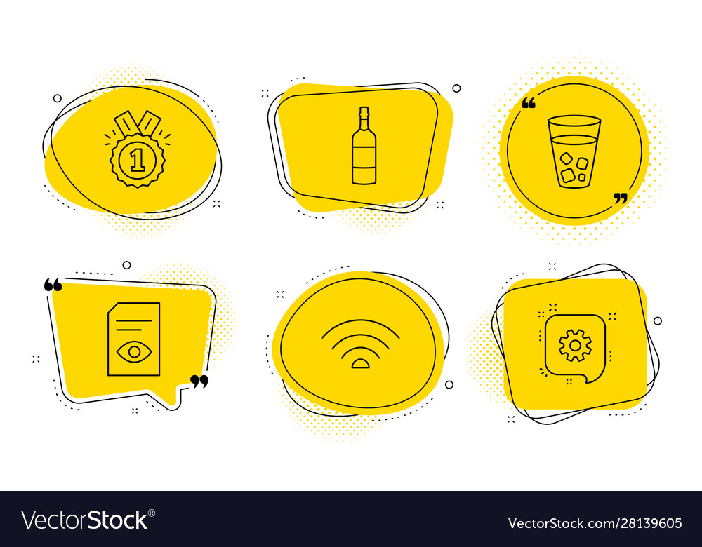 Wifi approved and view document icons set ice vector image Wifi approved and view document icons set ice