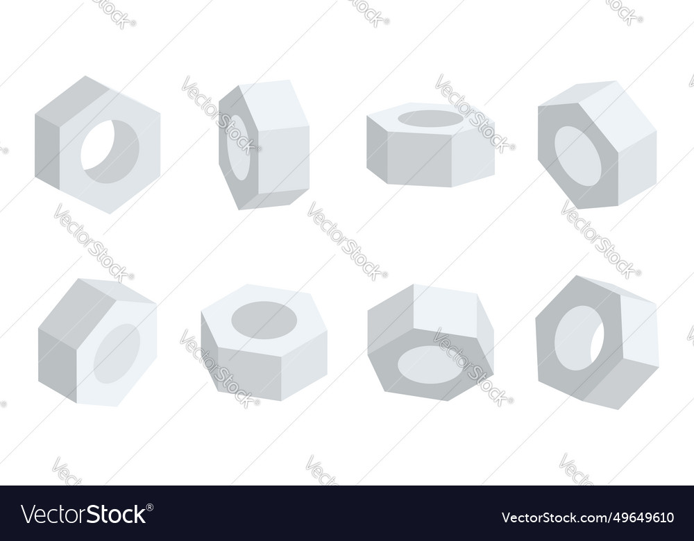 3d nut in various angles nuts top view side vector image 3d nut in various angles nuts top view side