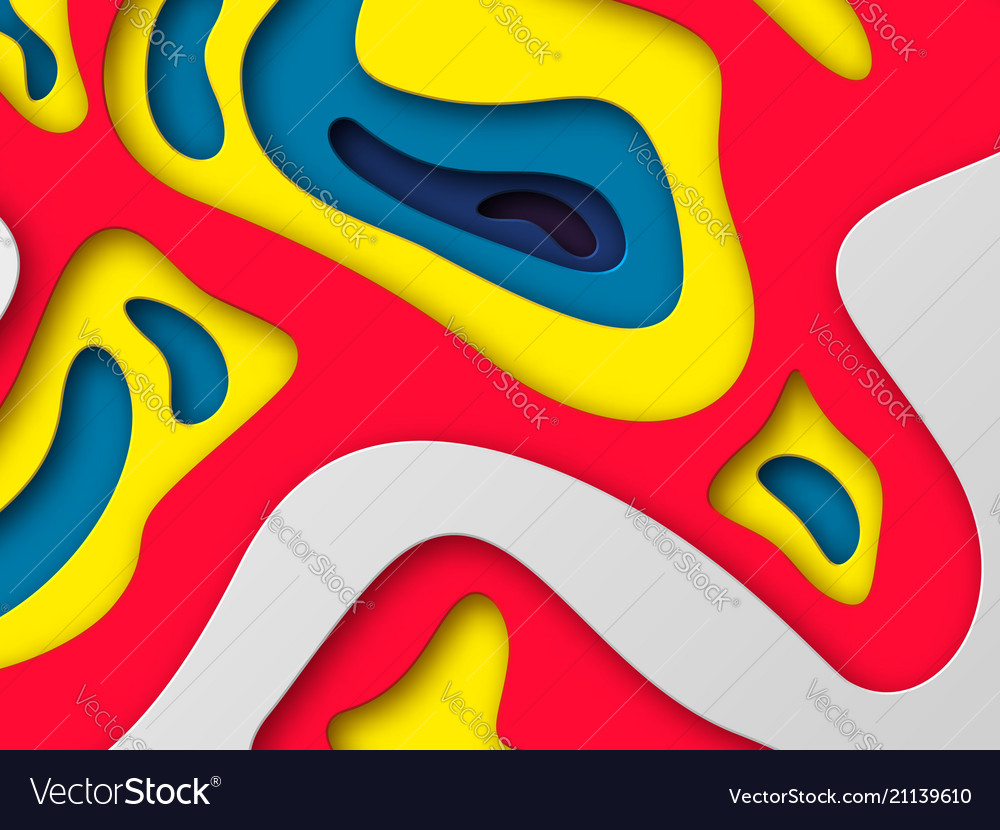 3d paper cut style background shapes with shadow vector image 3d paper cut style background shapes with shadow