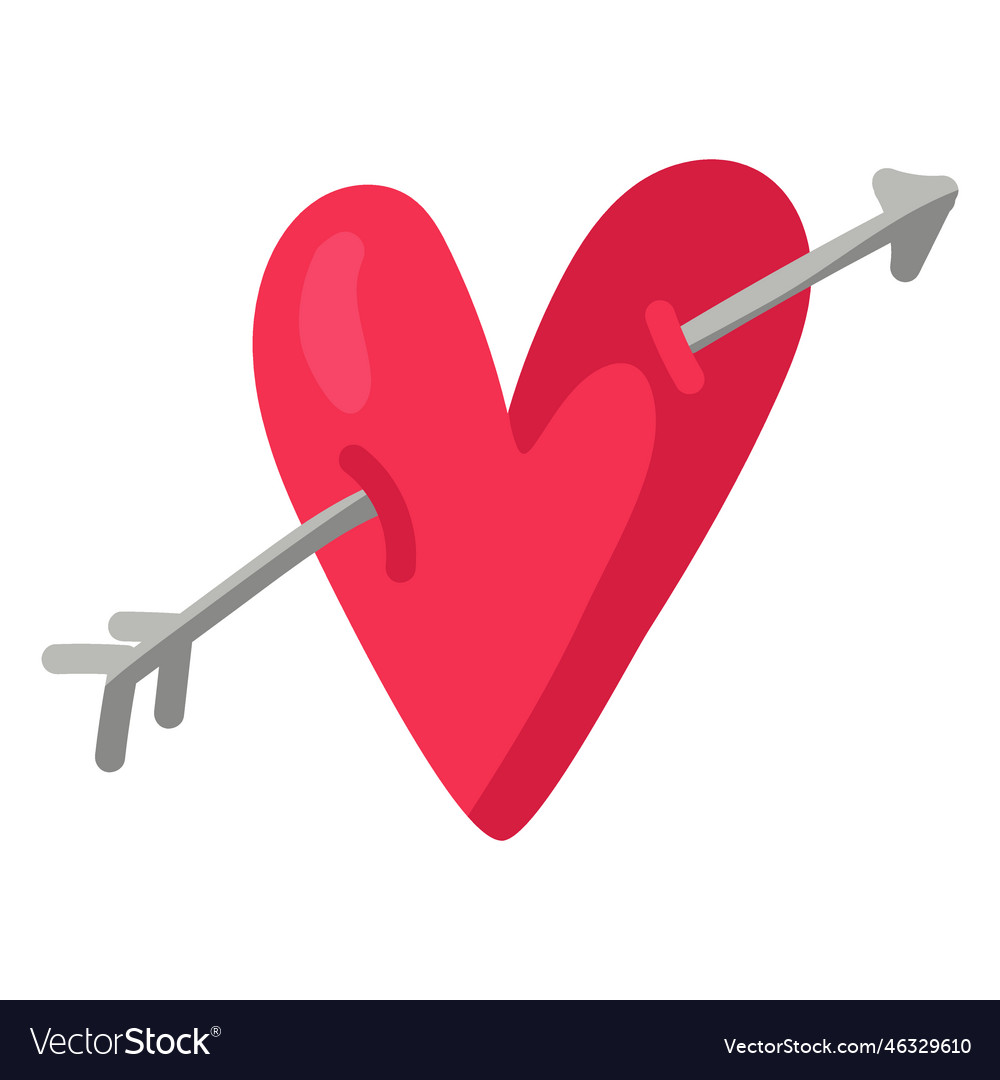 Arrow through heart flat Royalty Free Vector Image