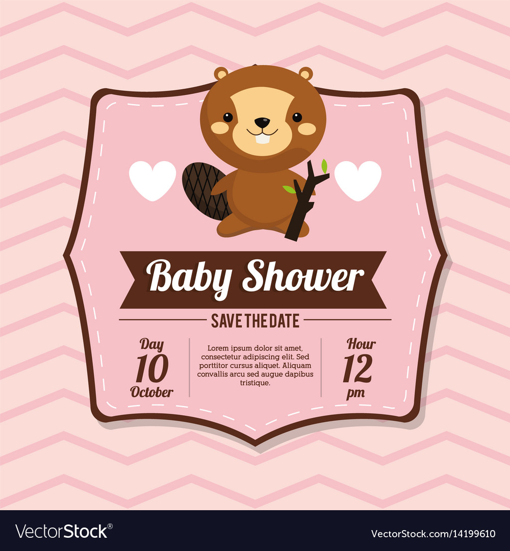 Baby Duschkarte Einladung Schönheit Biber