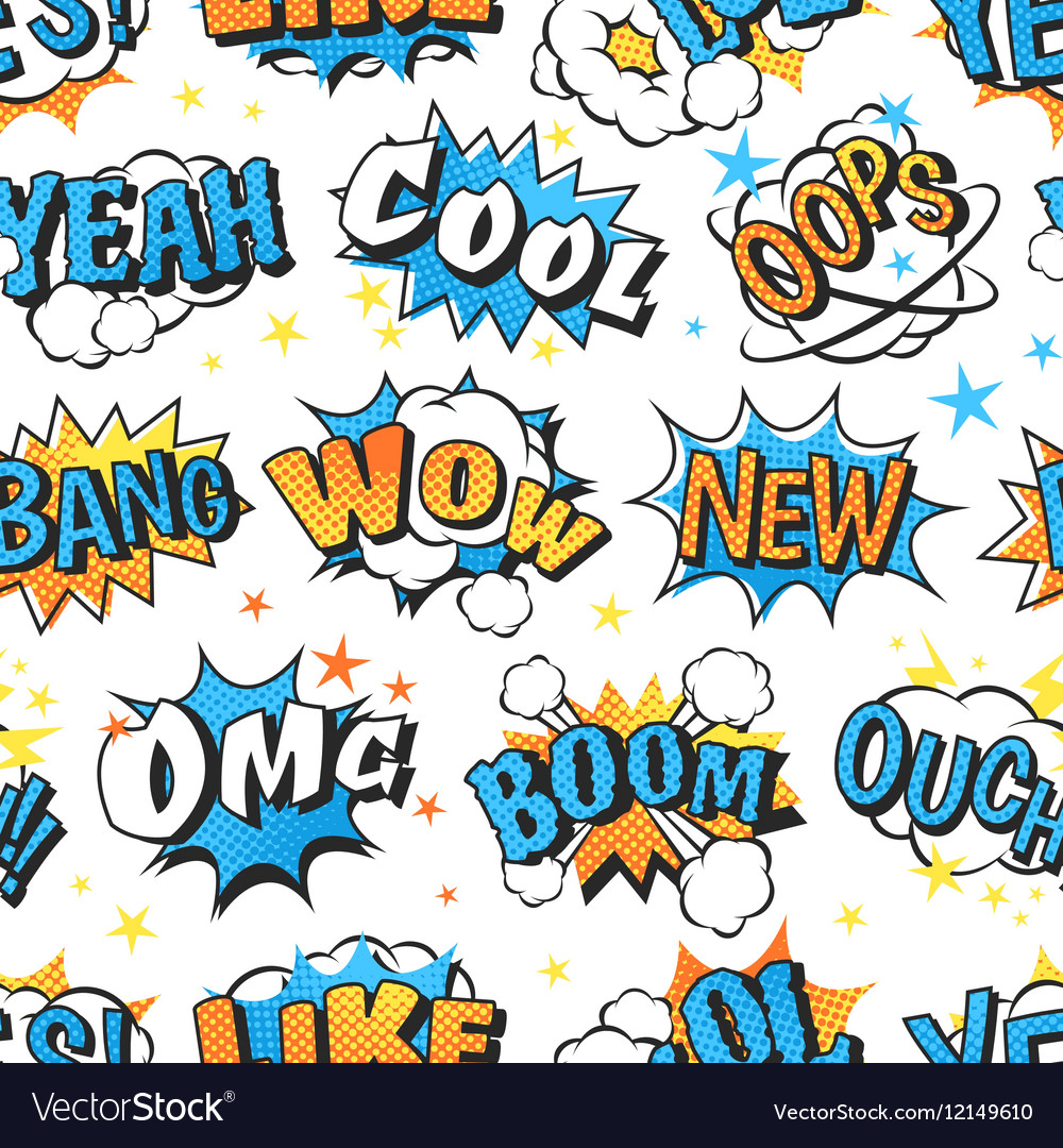 Boom cloud text seamless pattern