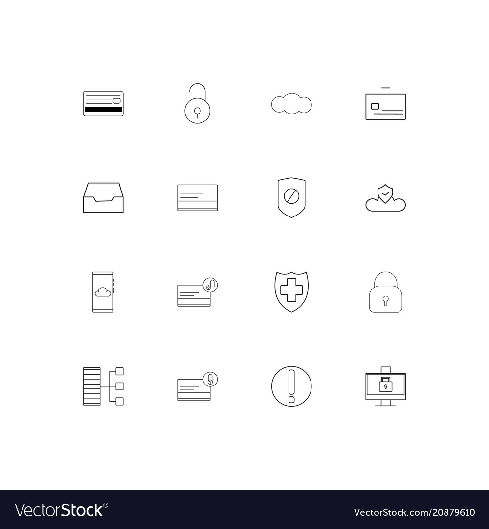 Cyber security linear thin icons set outlined