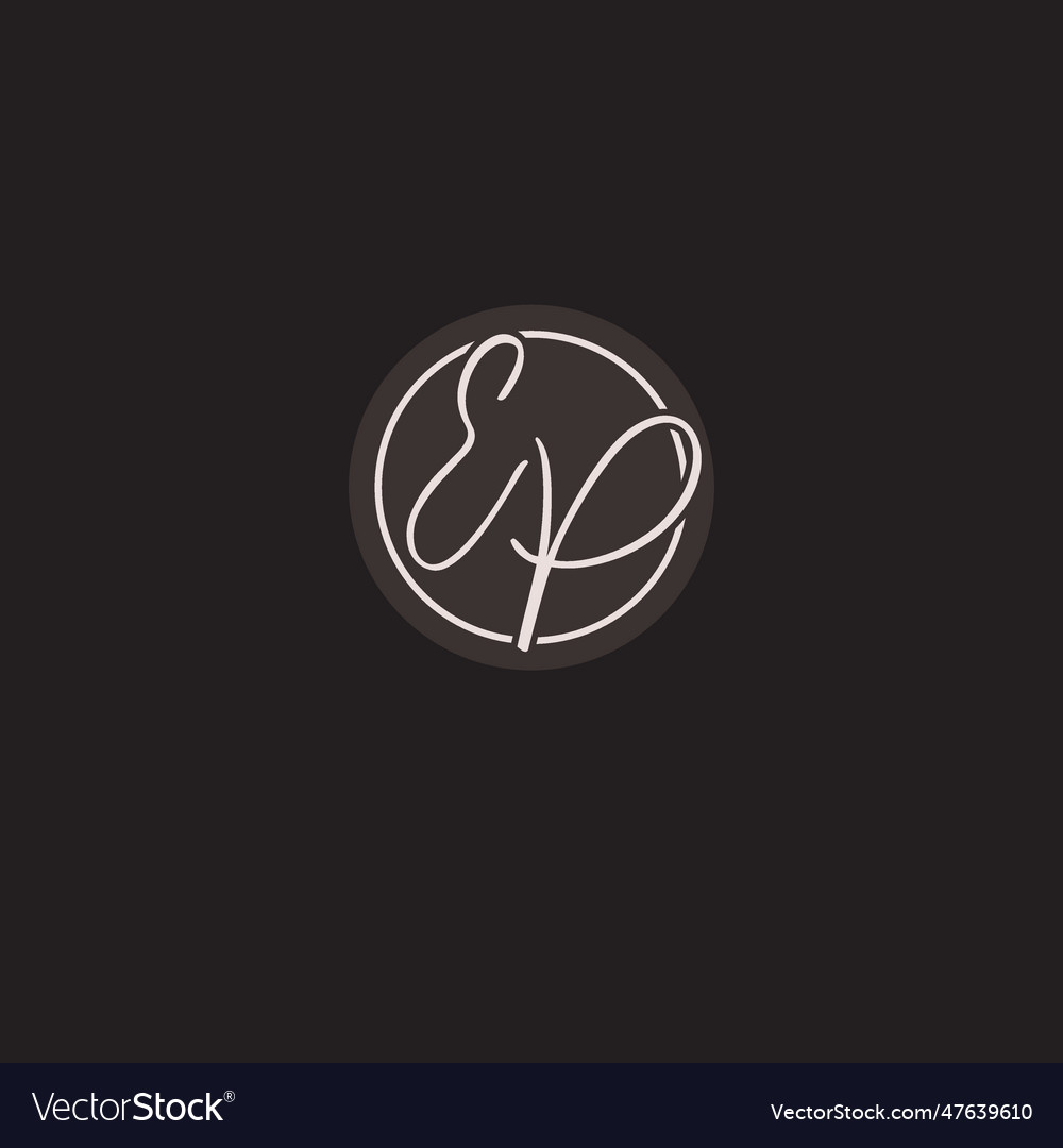 Initials ep logo monogram with simple circle line Vector Image Initials ep logo monogram with simple circle line