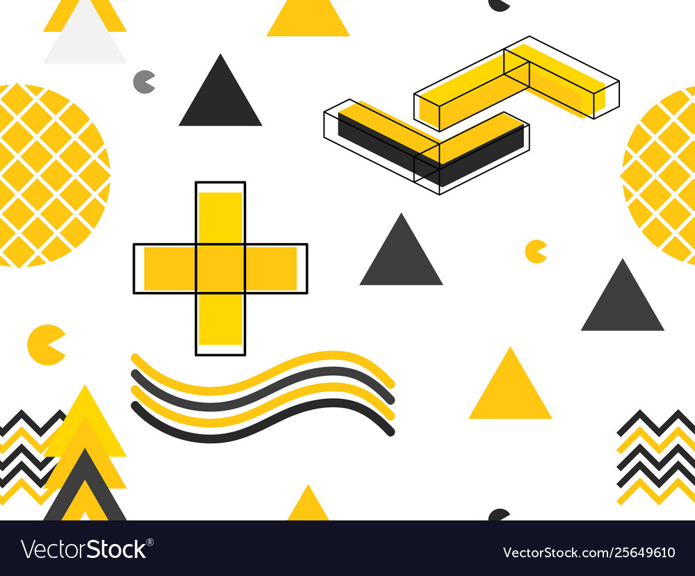 Memphis seamless pattern geometric elements vector image Memphis seamless pattern geometric elements