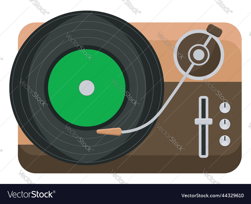 Old record player on a white background