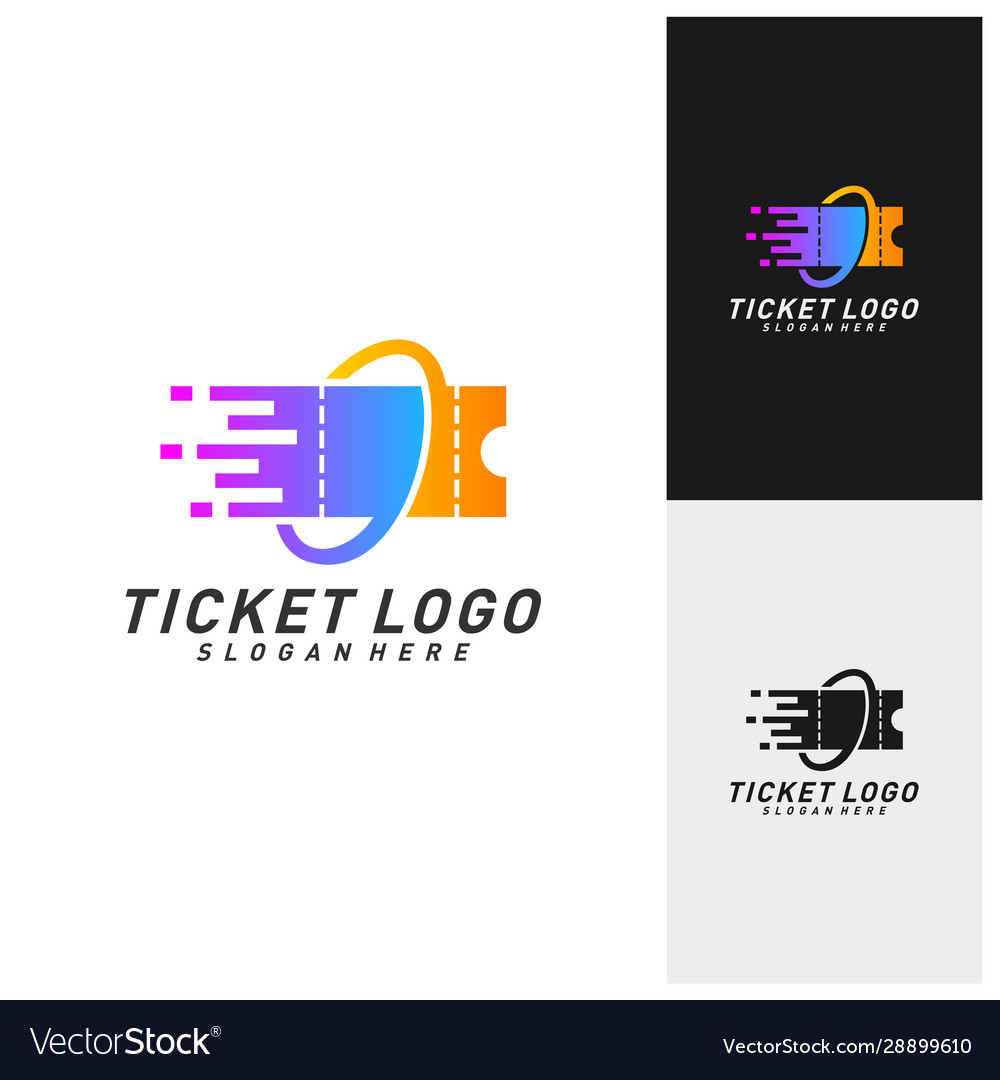 Quick ticket logo template design emblem Vector Image