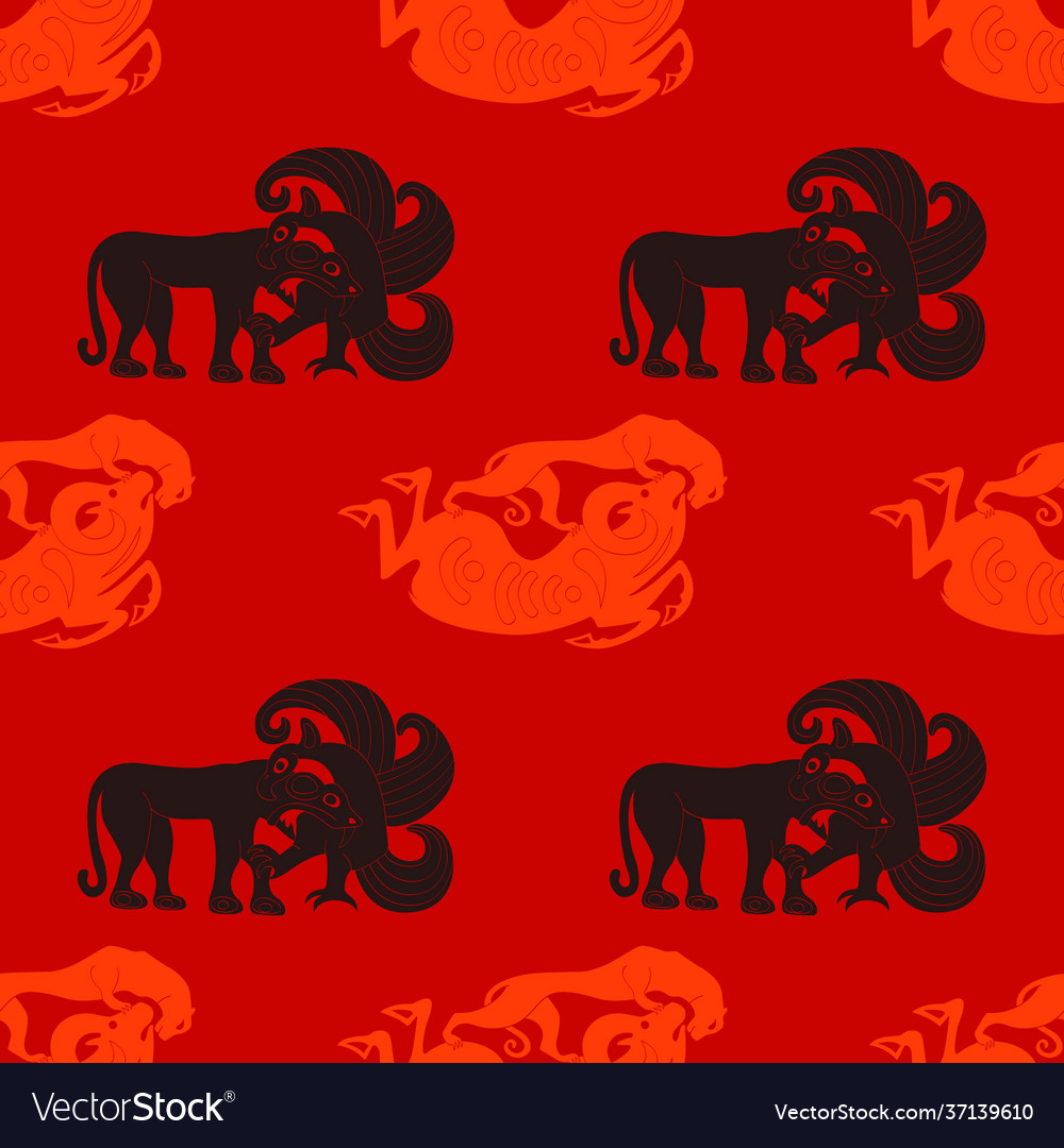 Seamless pattern with ancient scythian art