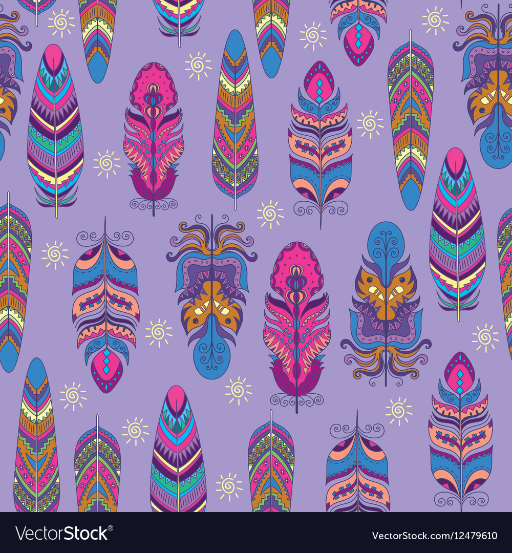 Seamless pattern with feather