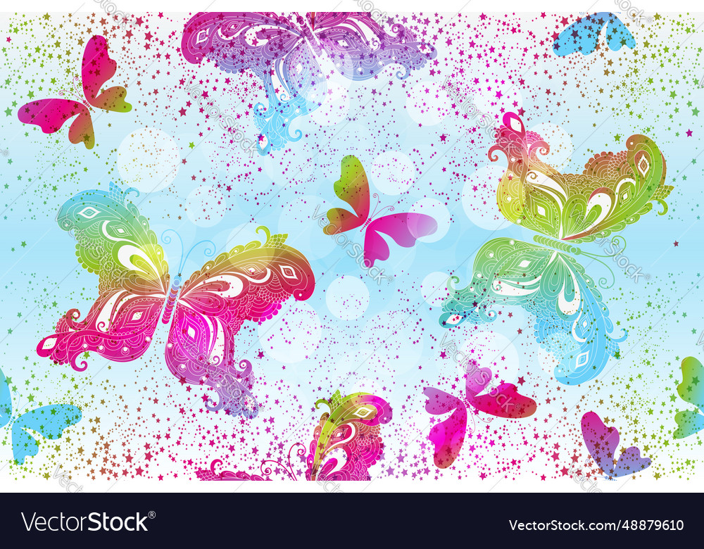 Seamless spring pattern with butterflies