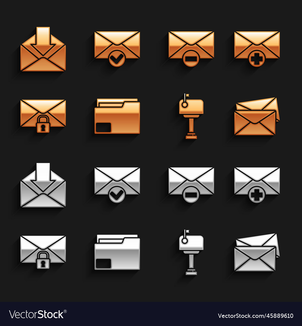 Set document folder received message concept vector image Set document folder received message concept