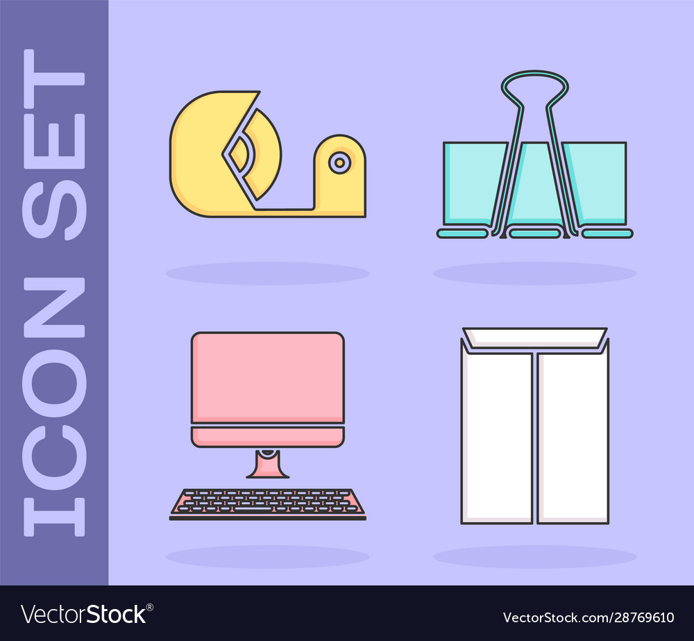 Set envelope scotch computer monitor vector image Set envelope scotch computer monitor