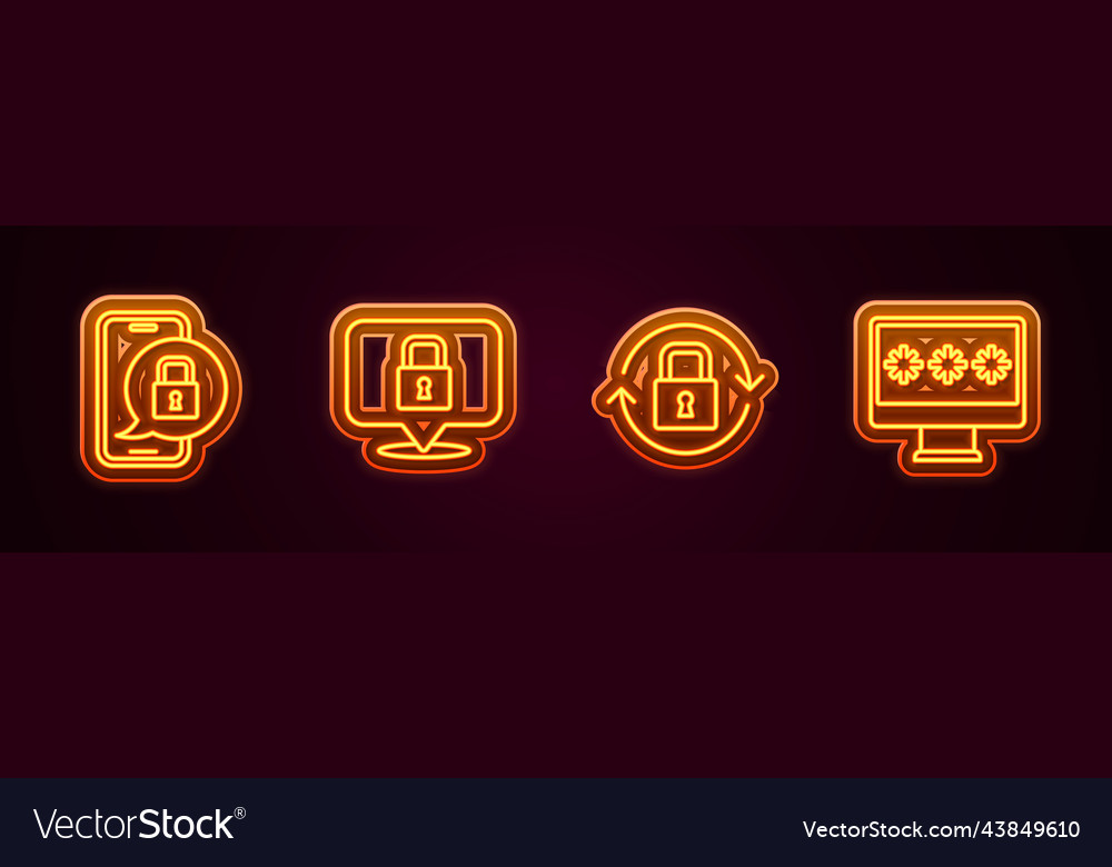 Set line mobile with closed padlock lock vector image Set line mobile with closed padlock lock