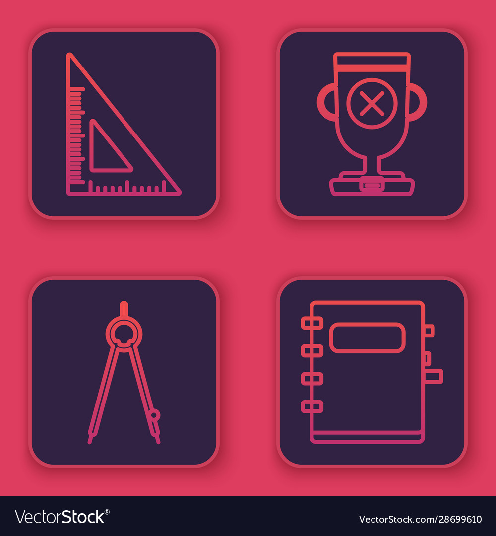 Set line triangular ruler drawing compass award vector image Set line triangular ruler drawing compass award