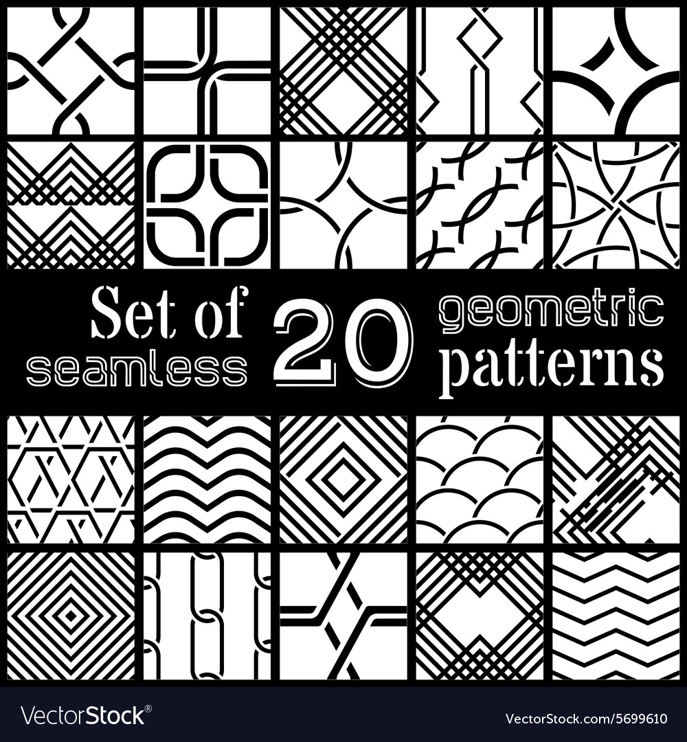 Set of 20 geometric seamless patterns