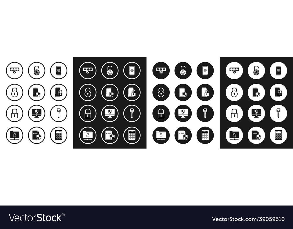 Set smartphone with fingerprint scanner security vector image Set smartphone with fingerprint scanner security
