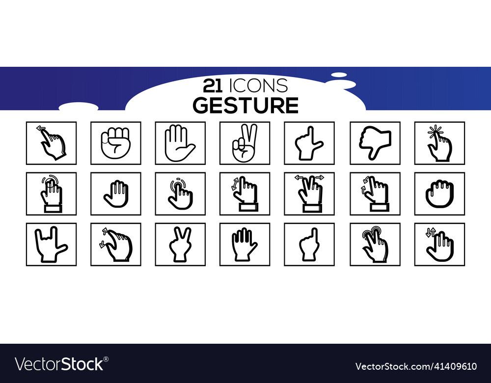 Touch screen gestures icons in thin line style Vector Image Touch screen gestures icons in thin line style