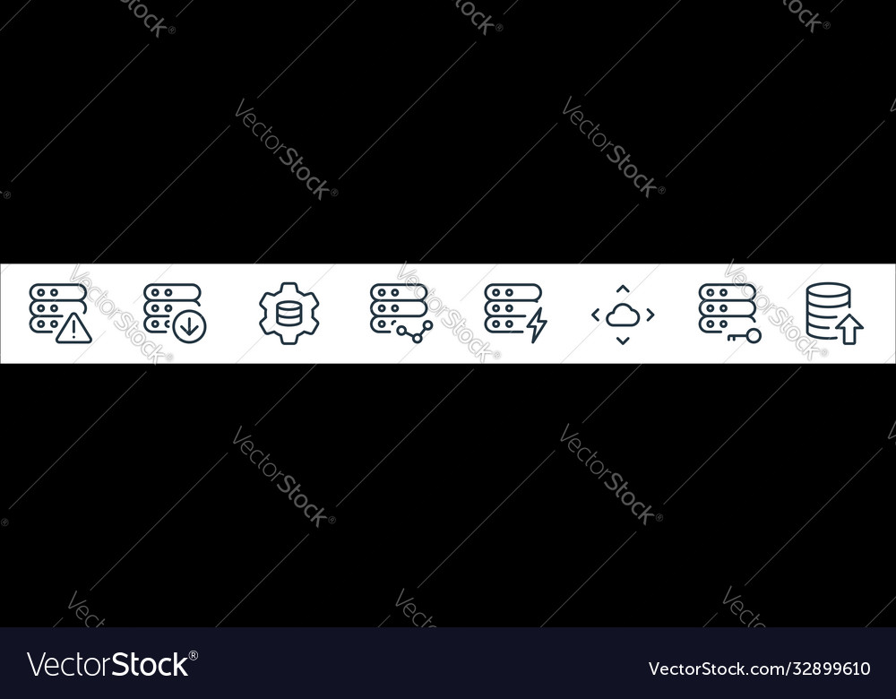 Work office server line icons linear set quality Vector Image Work office server line icons linear set quality