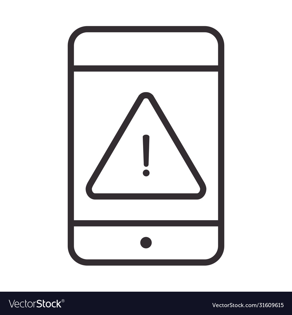 Alert icon smartphone warning sign attention Vector Image