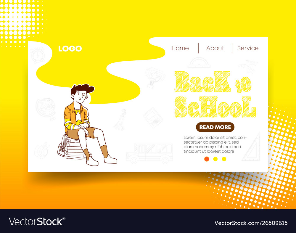 Back to school web design and landing page vector image Back to school web design and landing page