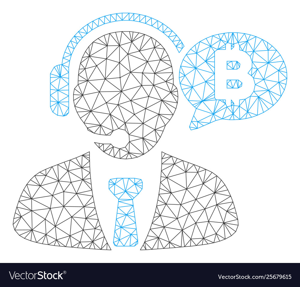 Bitcoin manager message mesh wire frame vector image Bitcoin manager message mesh wire frame
