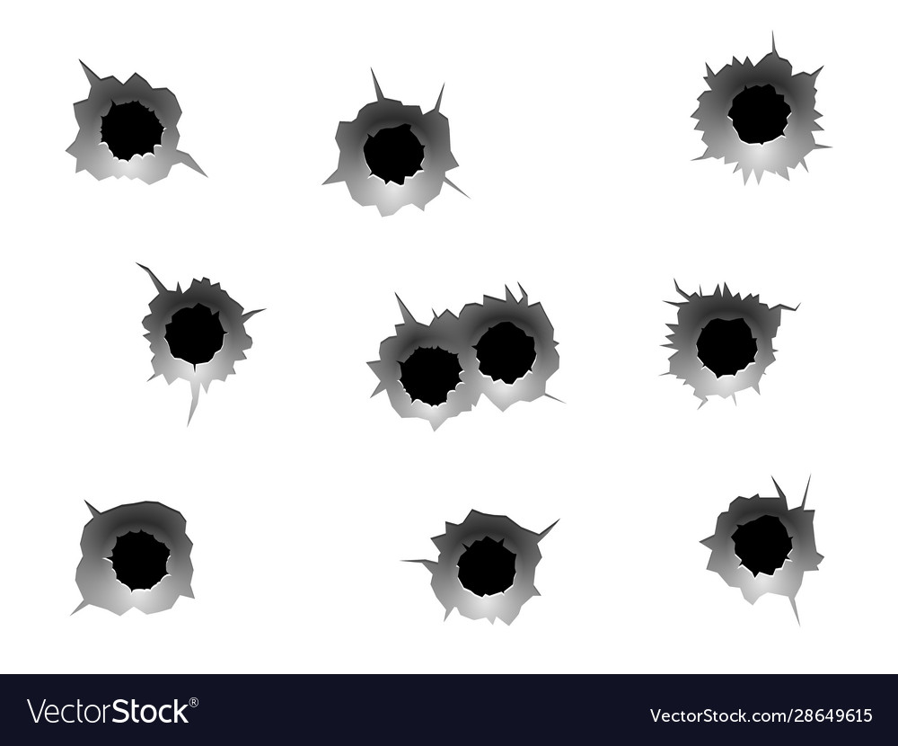 Bullet holes realistic traces circle Royalty Free Vector