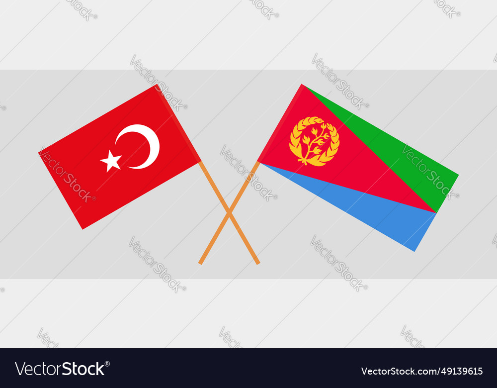 Crossed flags of turkey and eritrea official vector image Crossed flags of turkey and eritrea official