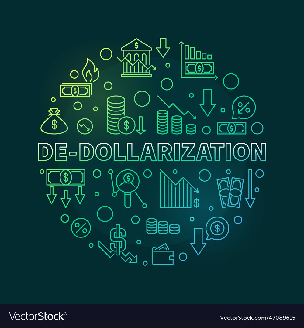 De-dollarization concept round colored line Vector Image De-dollarization concept round colored line