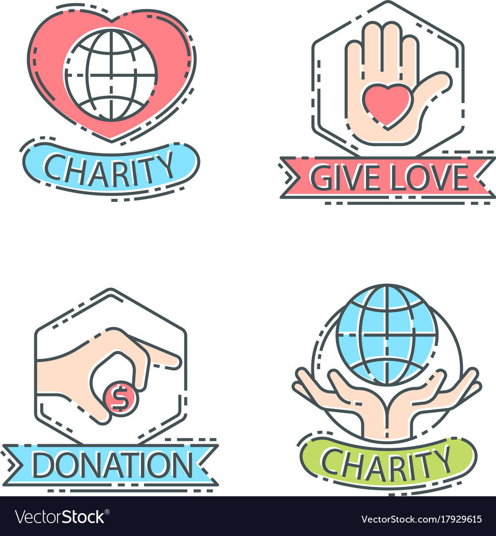 Donate money set logo icons help icon donation Vector Image