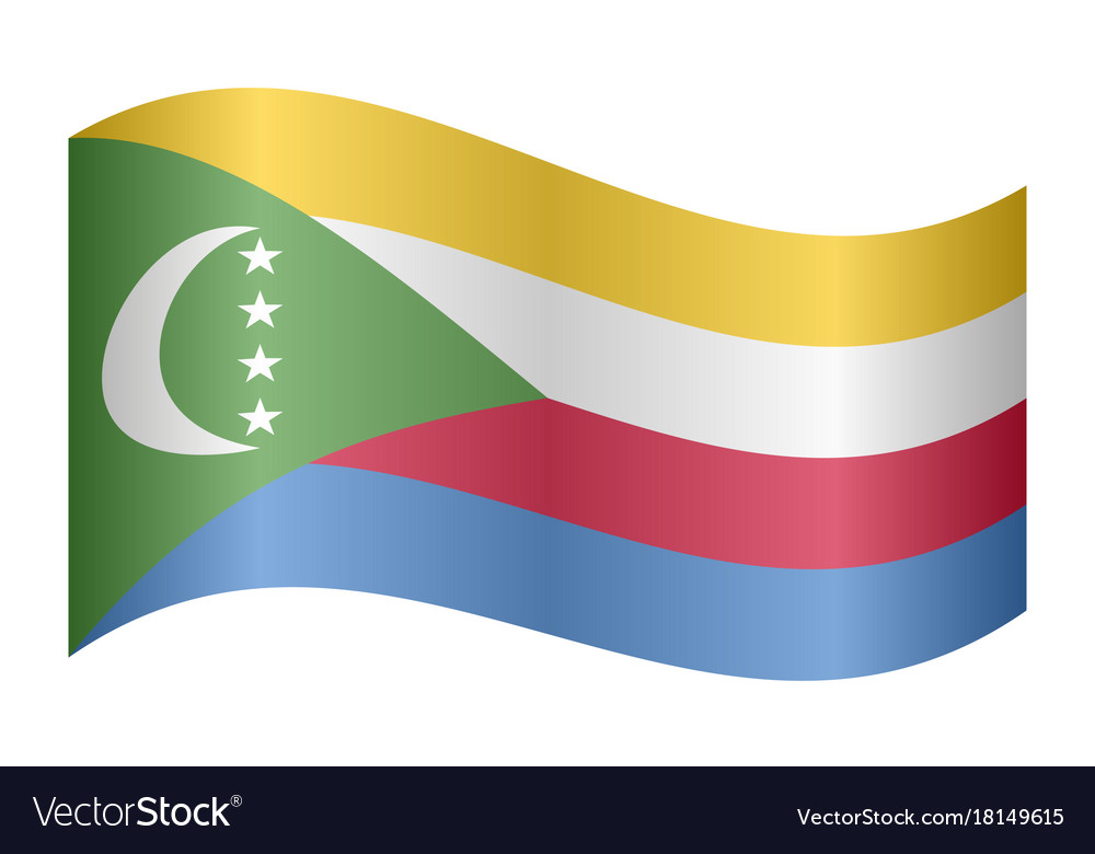 Flag of comoros waving on white background Vector Image