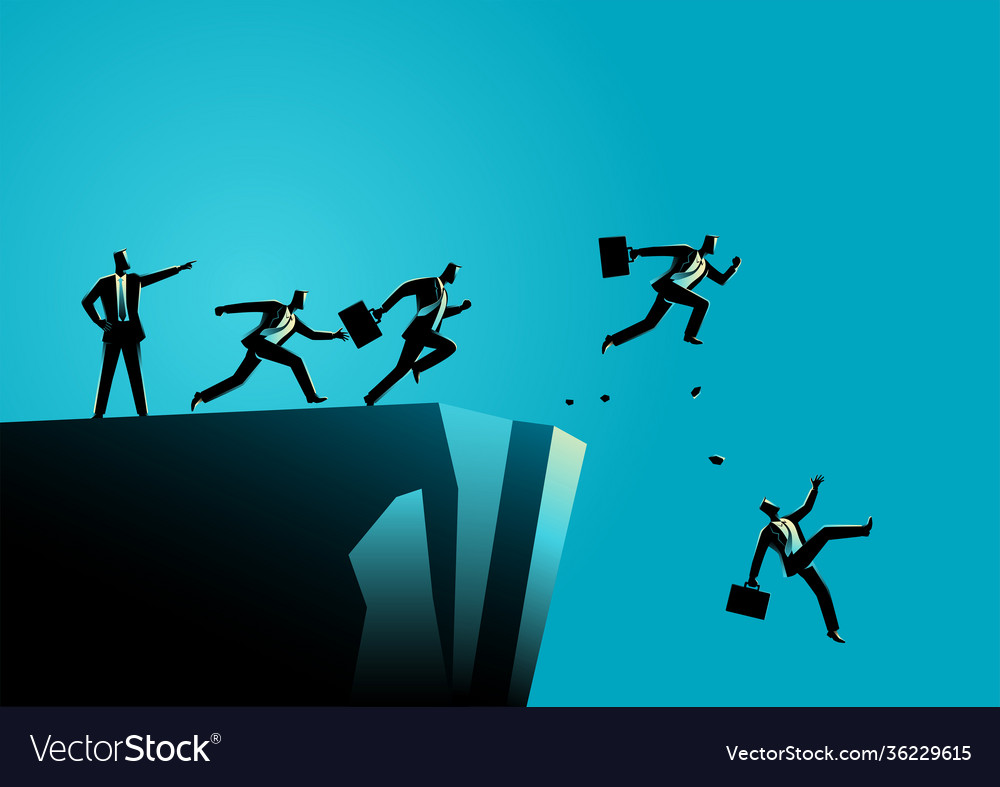 Leader pointing to wrong way his subordinates vector image Leader pointing to wrong way his subordinates