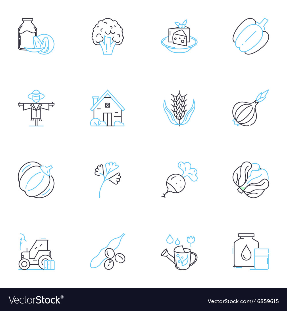 Livestock linear icons set cattle pigs sheep Vector Image