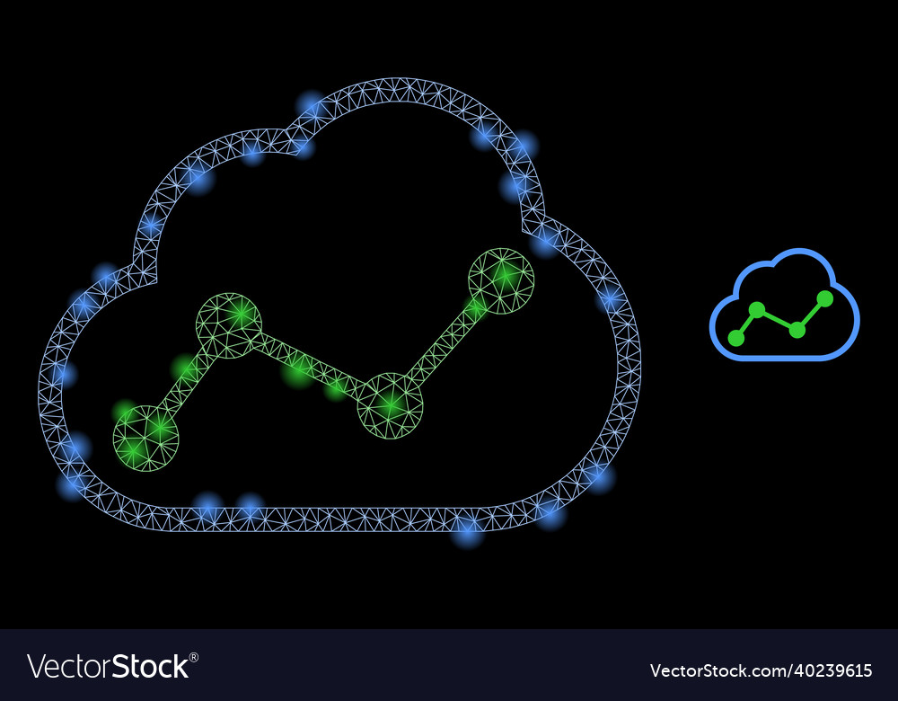 Mesh web cloud chart with glare wire frame vector image Mesh web cloud chart with glare wire frame