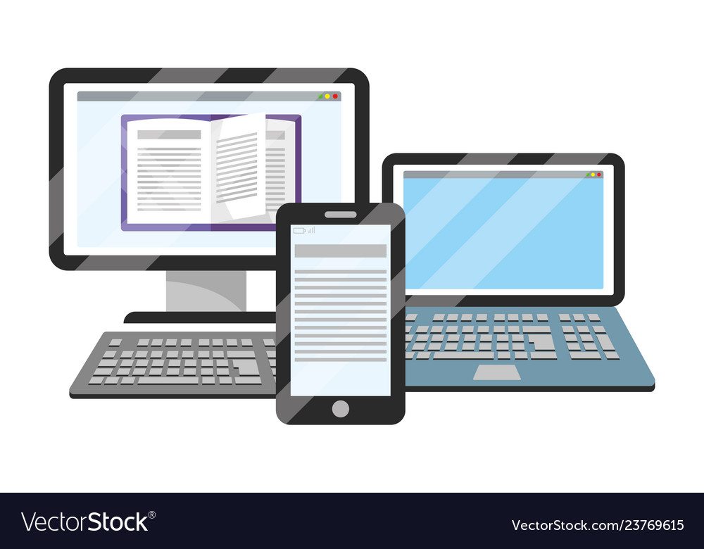 Online education computer cartoon Royalty Free Vector Image