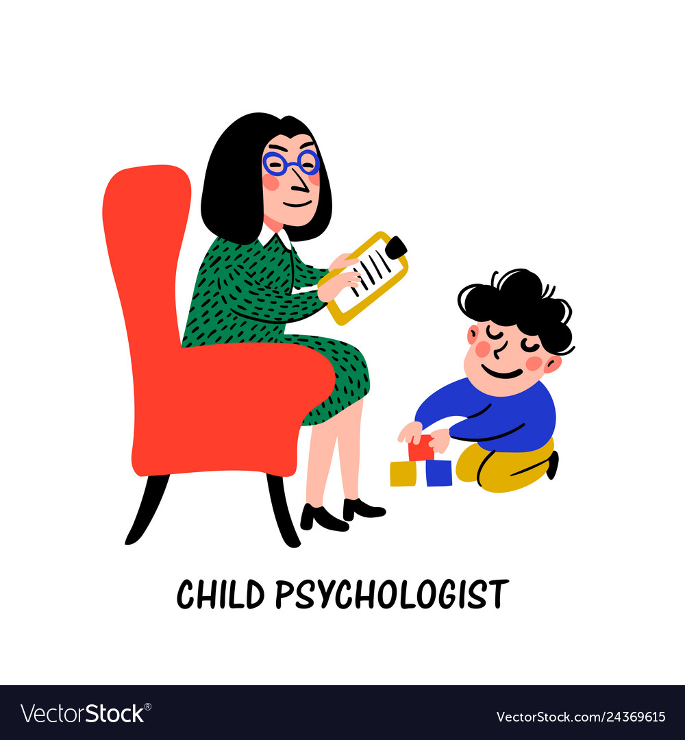 Psychology child psychologist woman psychologist Vector Image