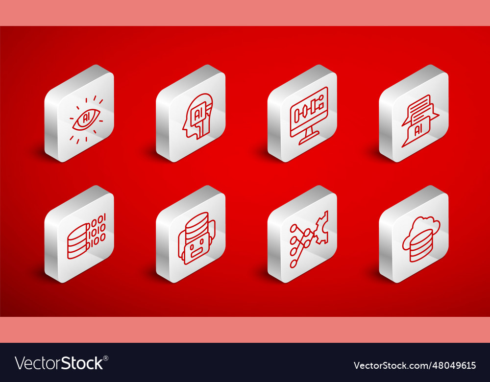 Set line cloud database humanoid robot algorithm vector image Set line cloud database humanoid robot algorithm