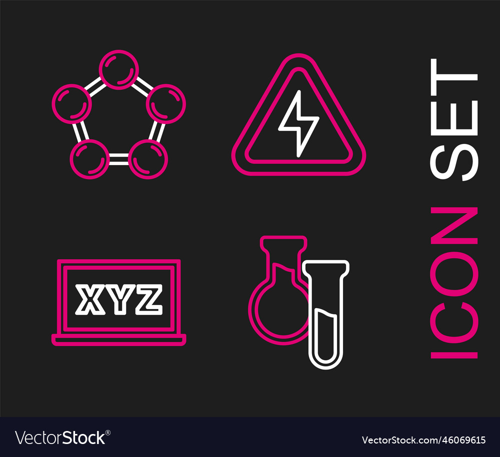 Set line test tube and flask xyz coordinate vector image Set line test tube and flask xyz coordinate