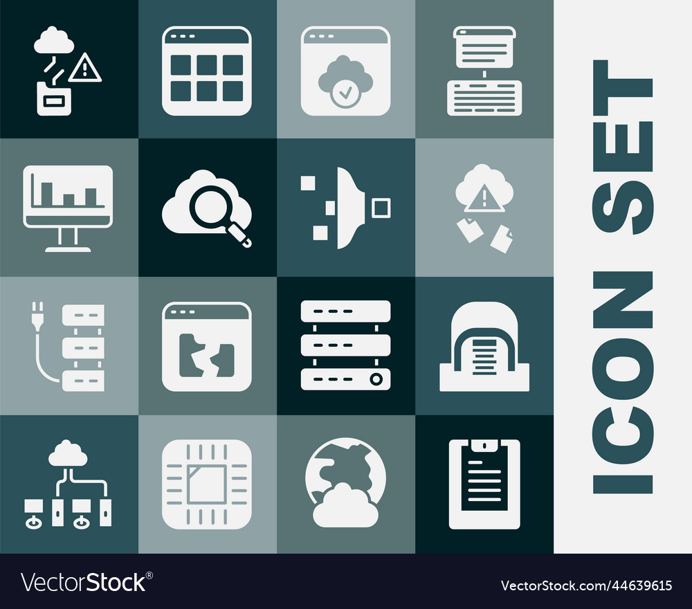 Set server data report hangar with servers vector image Set server data report hangar with servers