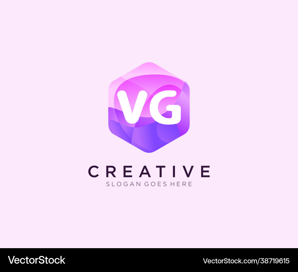 Vg initial logo with colorful hexagon modern Vector Image