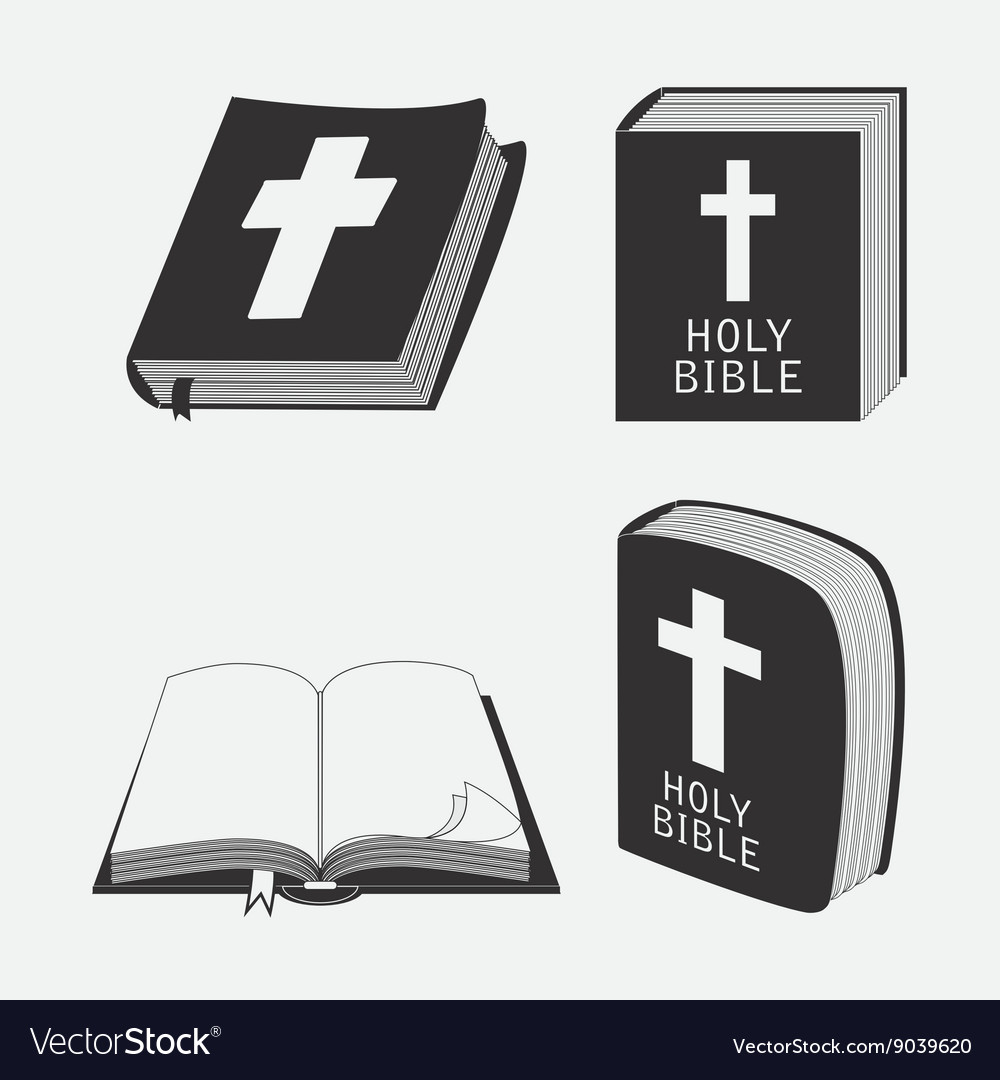 Bible design book icon flat Royalty Free Vector Image