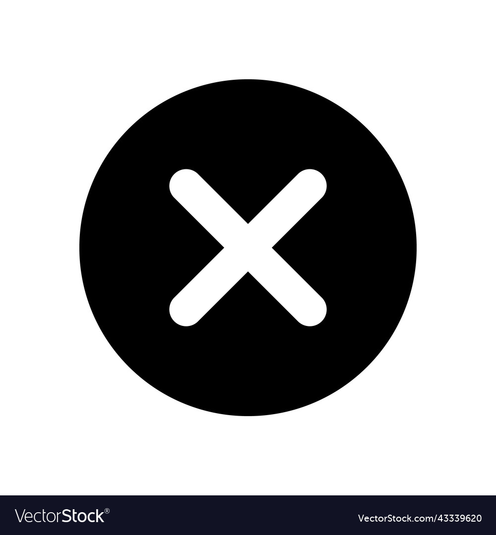 Delete button black glyph ui icon vector image Delete button black glyph ui icon
