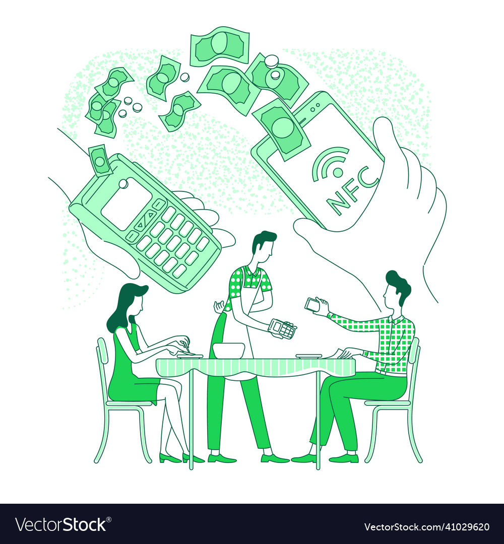 E-wallet mobile application thin line concept