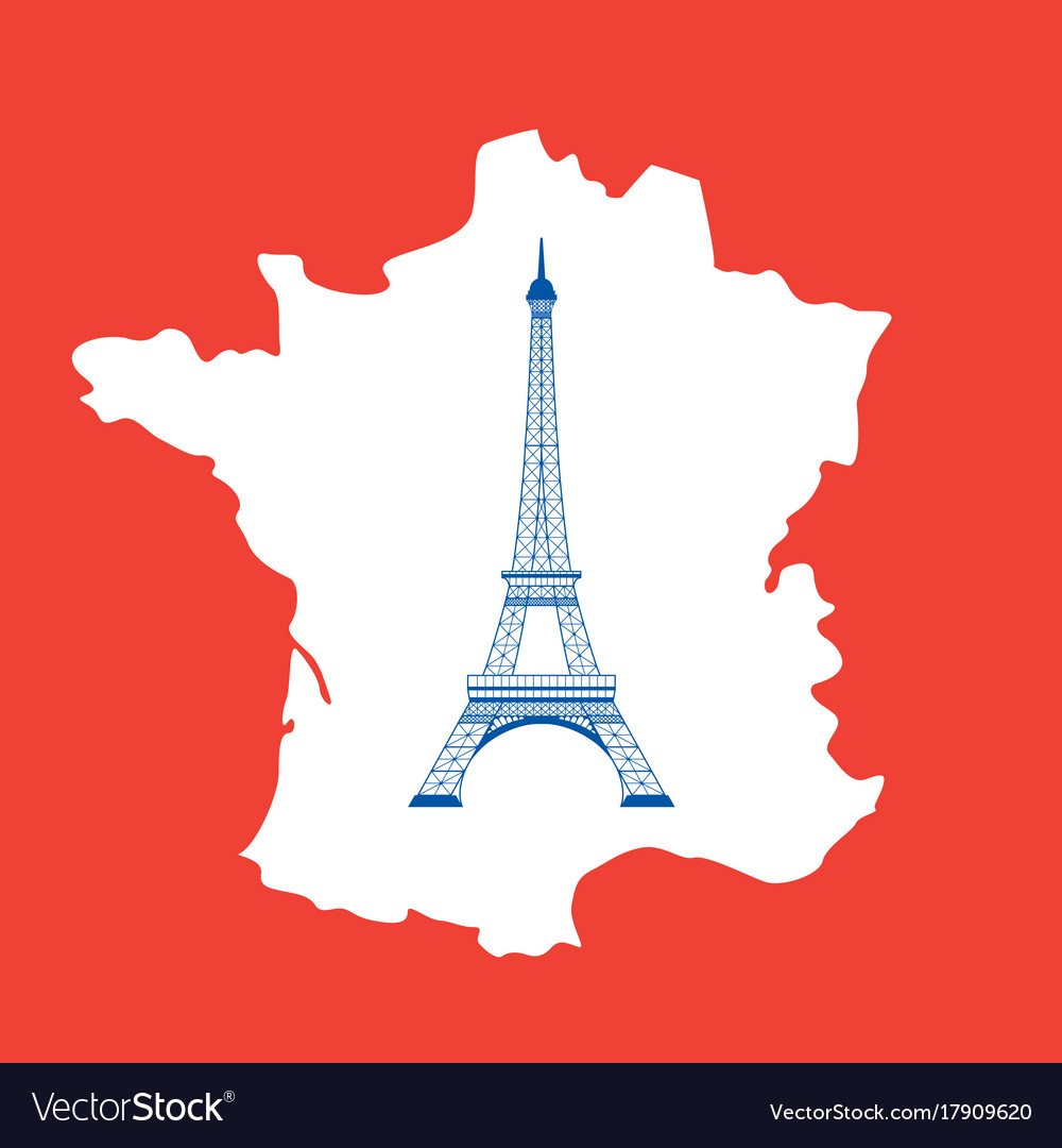 Eiffel tower and map on red