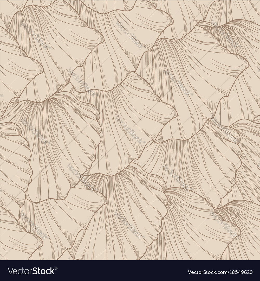 Floral seamless pattern of engraved flower petals