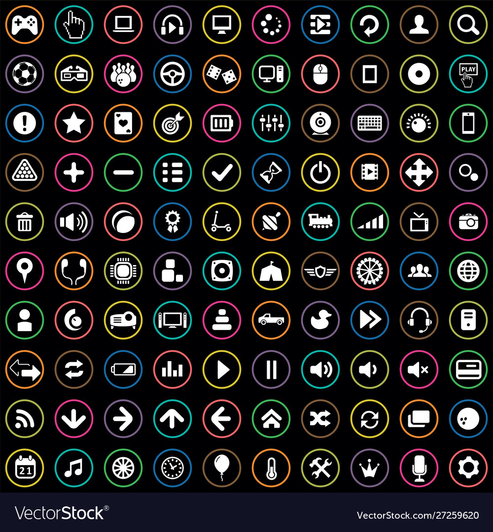 Game 100 icons universal set for web and ui
